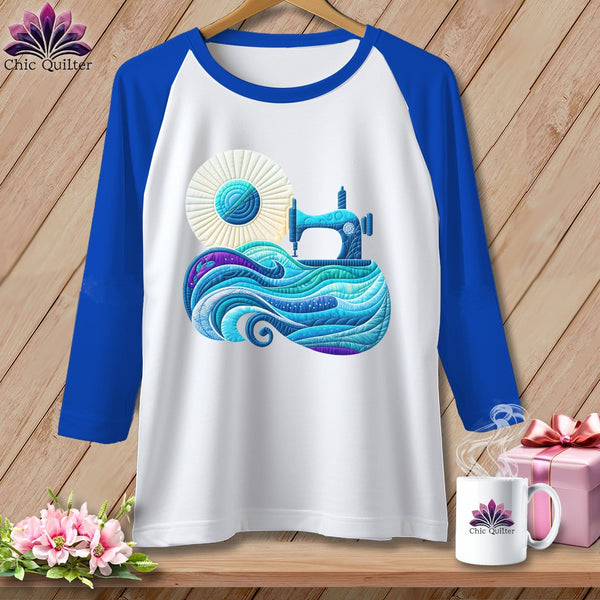 MyDesigns Physical Item White/Royal / S Sewing Tides ~ Raglan 3/4 Sleeve Tee