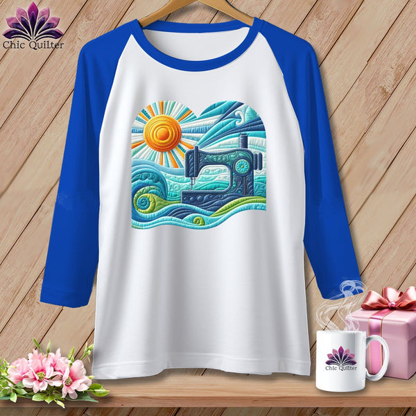 MyDesigns Physical Item White/Royal / S Surfing the Fabric Sea ~ Raglan 3/4 Sleeve Tee