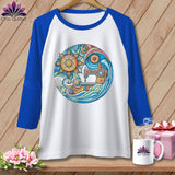 MyDesigns Physical Item White/Royal / S Threaded Dreams by the Sea ~ Raglan 3/4 Sleeve Tee