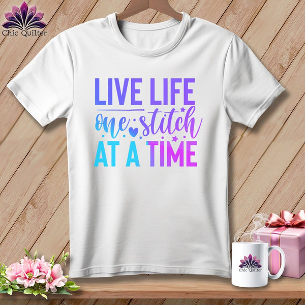 MyDesigns Physical Item White / S Live Life One Stitch at a Time ~Premium Tee