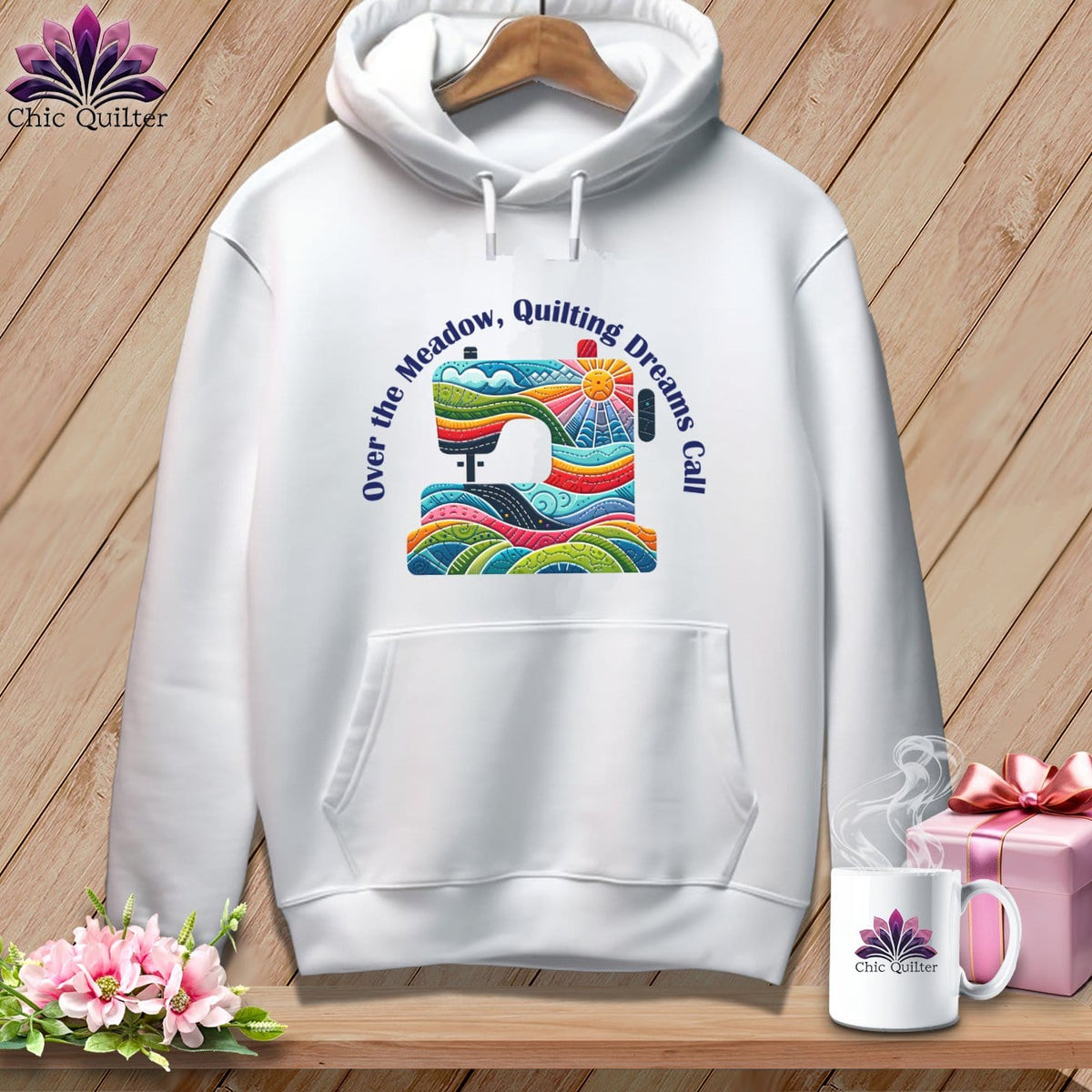 MyDesigns Physical Item White / S Over the Meadow, Quilting Dreams Call Orange ~ Premium Hoodie