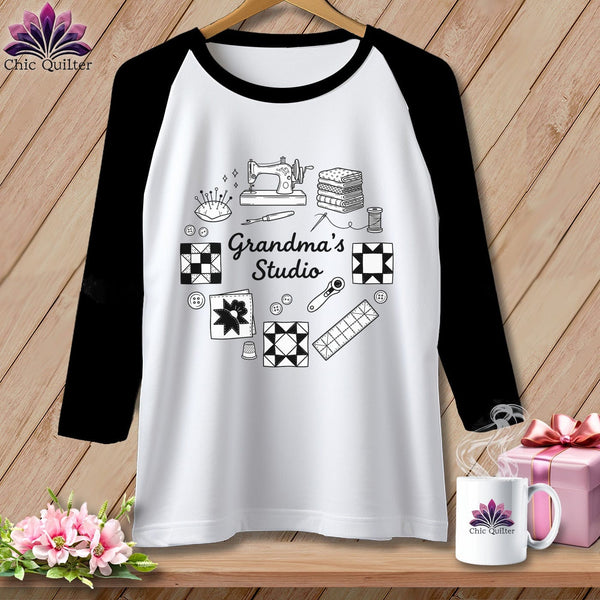MyDesigns Physical Item XS / White/Black Grandma’s Studio ~ Raglan Tee