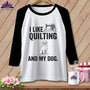 MyDesigns Physical Item XS / White/Black I Like Quilting and My Golden ~ Raglan Tee