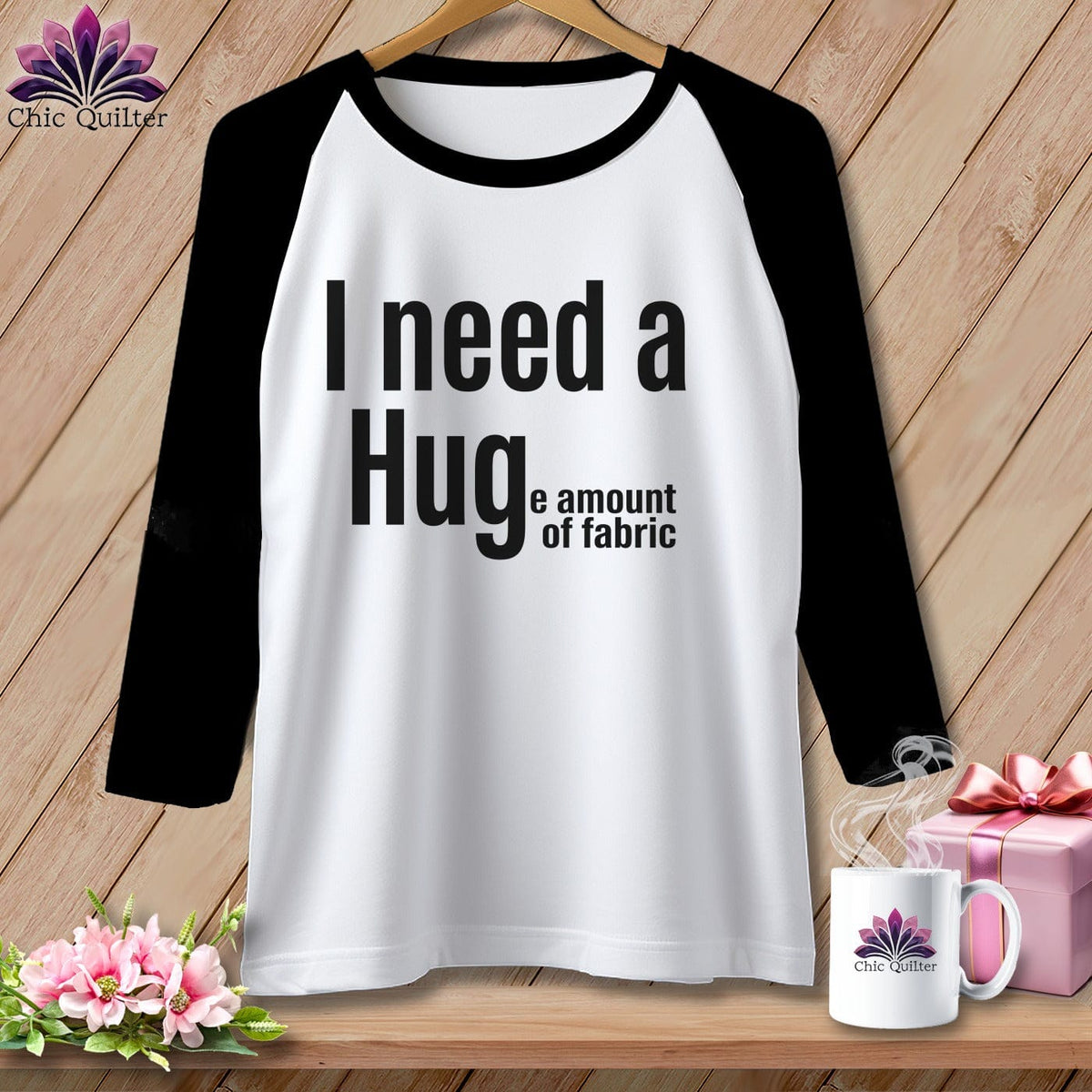 MyDesigns Physical Item XS / White/Black I Need a Hug(e Amount of Fabric) ~ Raglan Tee
