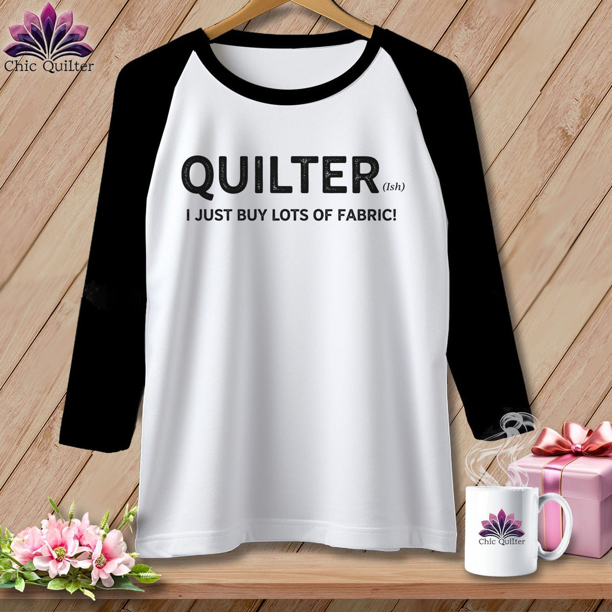 MyDesigns Physical Item XS / White/Black Quilter(ish) ~ I Just Buy Lots of Fabric! ~ Raglan Tee