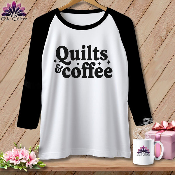 MyDesigns Physical Item XS / White/Black Quilts & Coffee ~ Raglan Tee