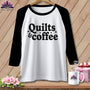 MyDesigns Physical Item XS / White/Black Quilts & Coffee ~ Raglan Tee