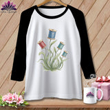 MyDesigns Physical Item XS / White/Black Spool Blooms ~ Raglan Tee