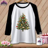 MyDesigns Physical Item XS / White/Black The Quilter’s Christmas Tree ~ Raglan Tee