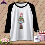 MyDesigns Physical Item XS / White/Black The Starry ~ Eyed Flamingo Quilter ~ Raglan Tee