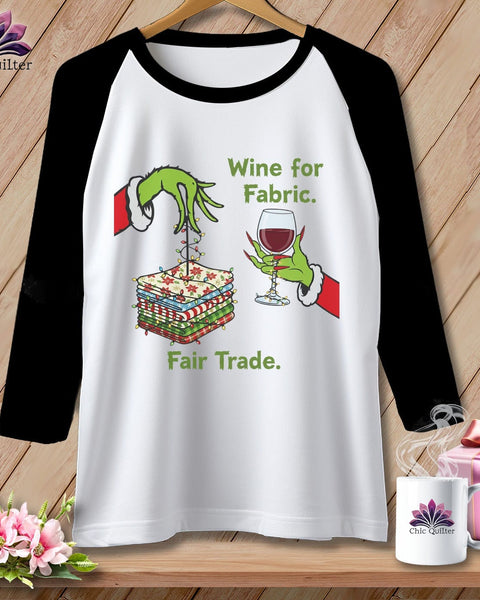 MyDesigns Physical Item XS / White/Black Wine for Fabric ~ Fair Trade ~ Raglan Tee