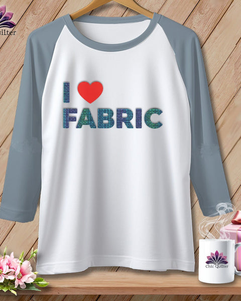 MyDesigns Physical Item XS / White/Denim I ❤️ Fabric ~ Raglan Tee