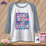 MyDesigns Physical Item XS / White/Denim Peace Love and Fabric ~ Raglan Tee