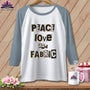 MyDesigns Physical Item XS / White/Denim Peace Love and Fabric ~ Raglan Tee
