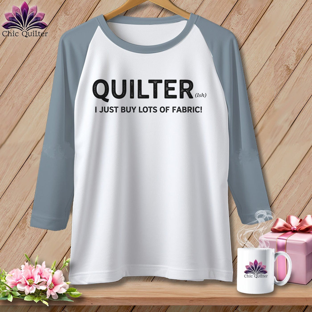 MyDesigns Physical Item XS / White/Denim Quilter(ish) ~ I Just Buy Lots of Fabric! ~ Raglan Tee