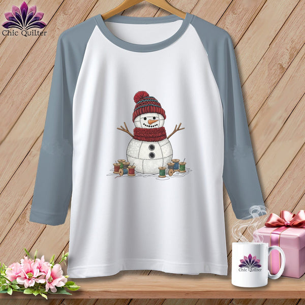 MyDesigns Physical Item XS / White/Denim The Quilted Snowman ~ Raglan Tee