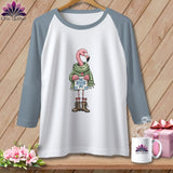MyDesigns Physical Item XS / White/Denim The Starry ~ Eyed Flamingo Quilter ~ Raglan Tee