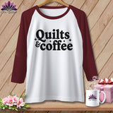 MyDesigns Physical Item XS / White/Maroon Quilts & Coffee ~ Raglan Tee
