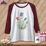 MyDesigns Physical Item XS / White/Maroon Spool Blooms ~ Raglan Tee