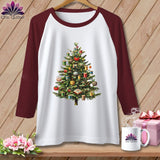 MyDesigns Physical Item XS / White/Maroon The Quilter’s Christmas Tree ~ Raglan Tee
