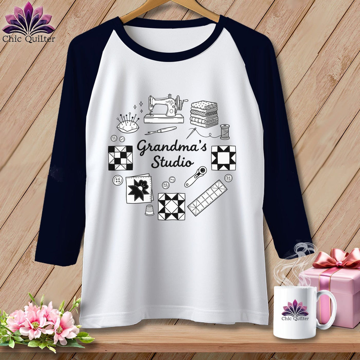 MyDesigns Physical Item XS / White/Navy Grandma’s Studio ~ Raglan Tee