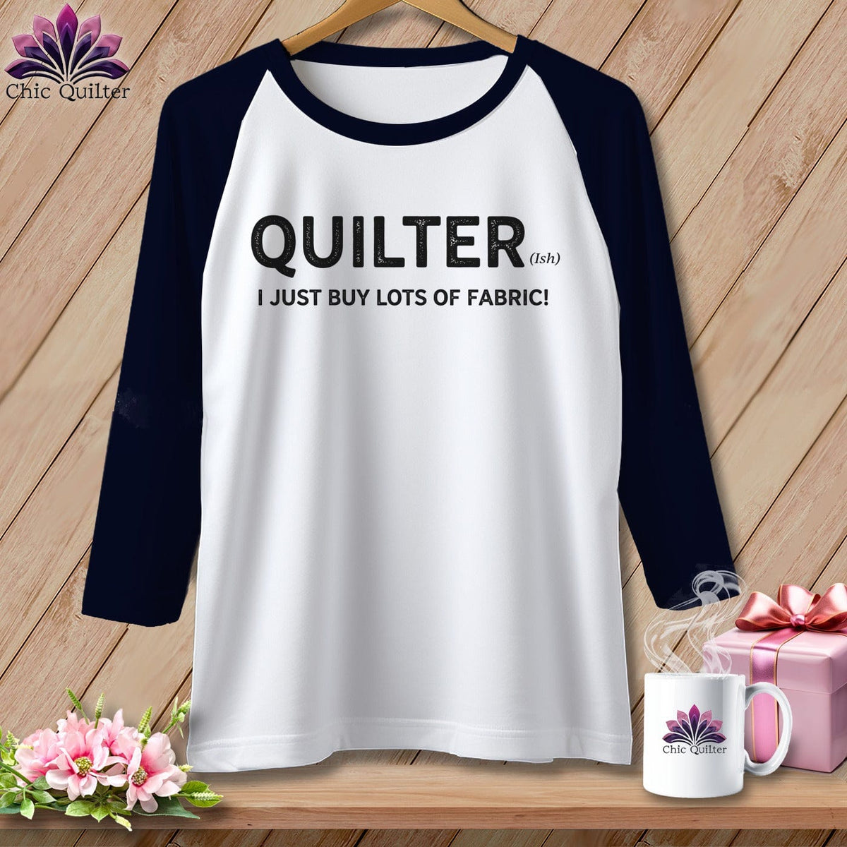 MyDesigns Physical Item XS / White/Navy Quilter(ish) ~ I Just Buy Lots of Fabric! ~ Raglan Tee