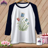 MyDesigns Physical Item XS / White/Navy Spool Blooms ~ Raglan Tee