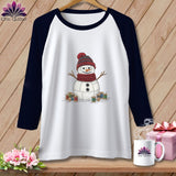 MyDesigns Physical Item XS / White/Navy The Quilted Snowman ~ Raglan Tee