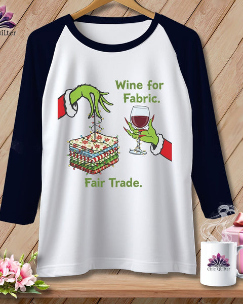 MyDesigns Physical Item XS / White/Navy Wine for Fabric ~ Fair Trade ~ Raglan Tee