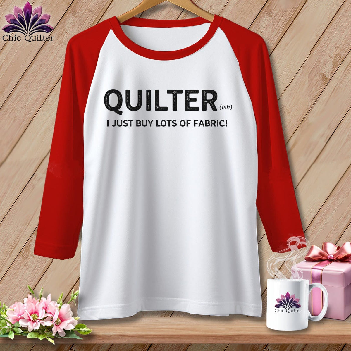 MyDesigns Physical Item XS / White/Red Quilter(ish) ~ I Just Buy Lots of Fabric! ~ Raglan Tee