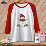 MyDesigns Physical Item XS / White/Red The Quilted Snowman ~ Raglan Tee