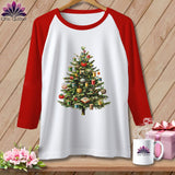 MyDesigns Physical Item XS / White/Red The Quilter’s Christmas Tree ~ Raglan Tee
