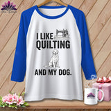 MyDesigns Physical Item XS / White/True Royal I Like Quilting and My Golden ~ Raglan Tee