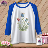 MyDesigns Physical Item XS / White/True Royal Spool Blooms ~ Raglan Tee