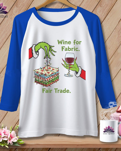 MyDesigns Physical Item XS / White/True Royal Wine for Fabric ~ Fair Trade ~ Raglan Tee