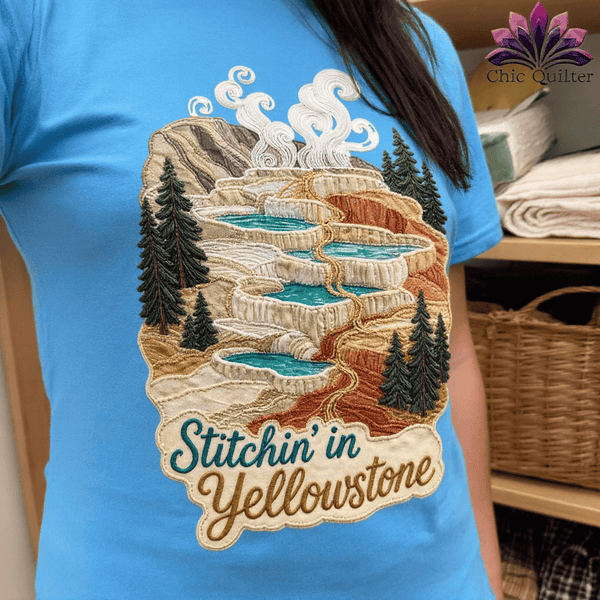 MyDesigns Physical Item Yellowstone National Park ~ Hot Springs Pools, Stitchin in ~ Relaxed Fit Tee