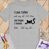 MyDesigns S / Athletic Heather Customized I Love Coffee T-Shirt: Personalized with your Cat's Name!