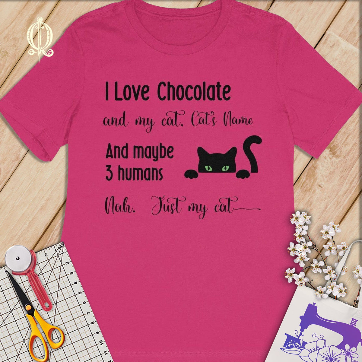 MyDesigns S / Berry Customized I Love Chocolate T-Shirt: Personalized with your Cat's Name!