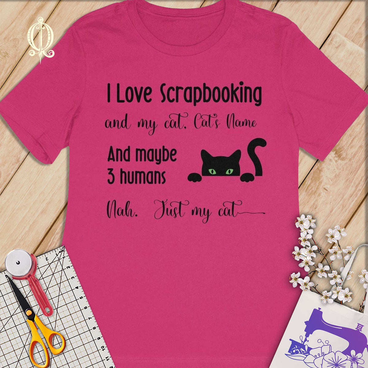 MyDesigns S / Berry Customized I Love Scrapbooking T-Shirt: Personalized with your Cat's Name!