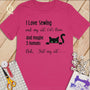 MyDesigns S / Berry Customized I Love Sewing T-Shirt: Personalized with your Cat's Name!