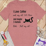 MyDesigns S / Heather Mauve Customized I Love Coffee T-Shirt: Personalized with your Cat's Name!