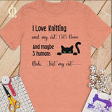 MyDesigns S / Heather Sunset Customized I Love Knitting T-Shirt: Personalized with your Cat's Name!