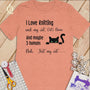 MyDesigns S / Heather Sunset Customized I Love Knitting T-Shirt: Personalized with your Cat's Name!