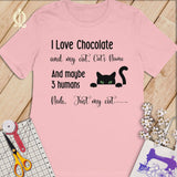 MyDesigns S / Pink Customized I Love Chocolate T-Shirt: Personalized with your Cat's Name!