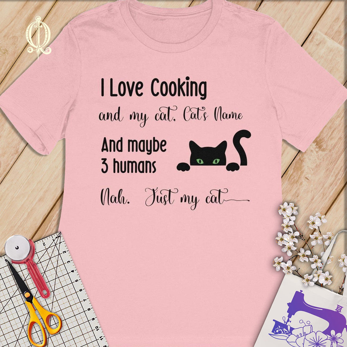 MyDesigns S / Pink Customized I Love Cooking T-Shirt: Personalized with your Cat's Name!