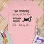 MyDesigns S / Pink Customized I Love Crocheting T-Shirt: Personalized with your Cat's Name!