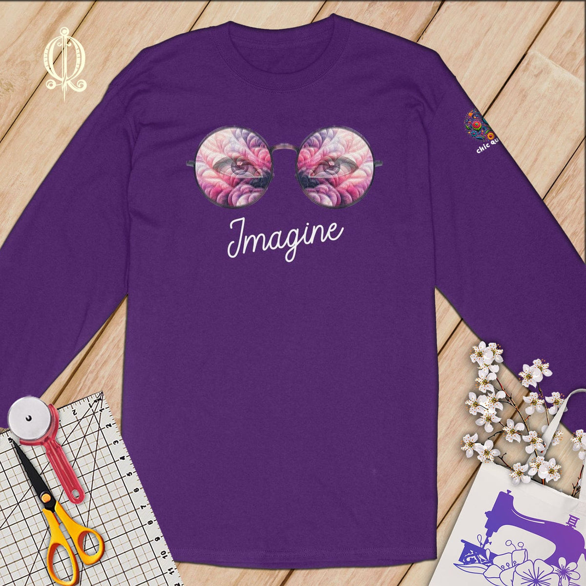 MyDesigns S / Purple Imagine Quilt Reflection in Pink ~Limited Edition Long Sleeve Tee