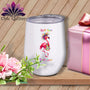 MyDesigns Wine Tumbler 12 oz / White Flossie Flaminglam ~ Wine Sipper