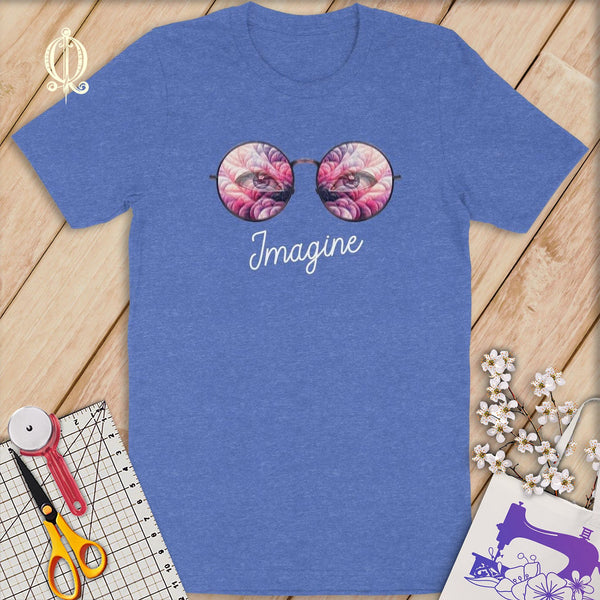 MyDesigns XS / Heather Columbia Blue Imagine Quilt Reflection in Pink ~Limited Edition T-Shirt