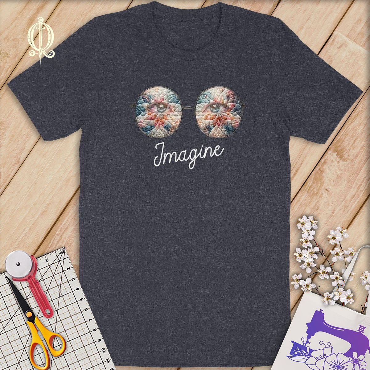 MyDesigns XS / Heather Navy Imagine Quilt Reflection in Blues ~Limited Edition T-Shirt